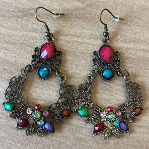 Bronze Gold Multi Color Stone Earrings